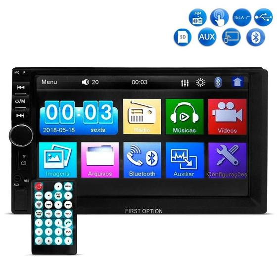 Imagem de Central Multimídia First Option 7810H MP5 Tela 7 Espelhamento Bluetooth USB SD AUX Radio