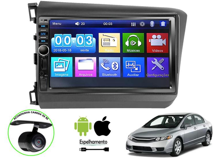 Imagem de Central Multimidia Honda Civic 12 a 16 Com Moldura e Camera