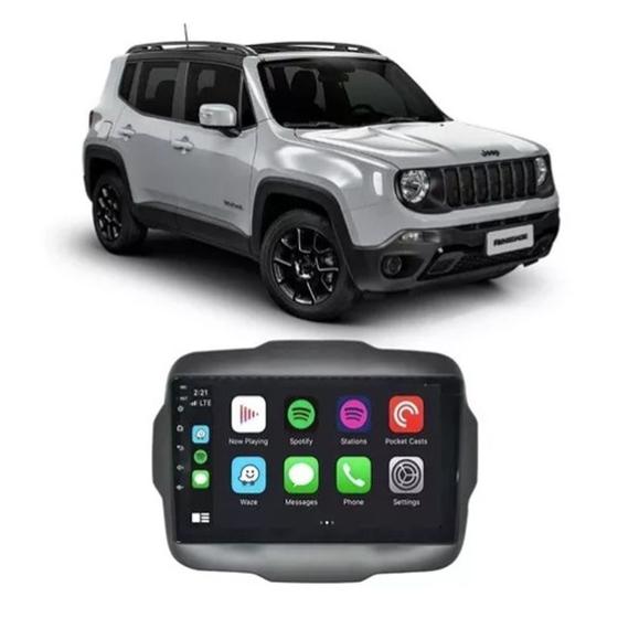 Imagem de Central Multimídia Jeep Renegade PCD 2015 em diante 9" Full Glass Android Quadcore 16GB