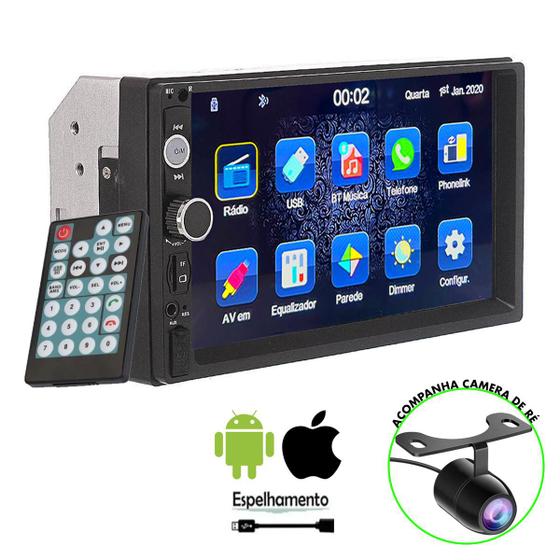 Imagem de Central Multimidia Meriva Mobi Mp5 Player 2Din 7 Pol Universal Espelhamento Celular Bluetooth Usb Sd