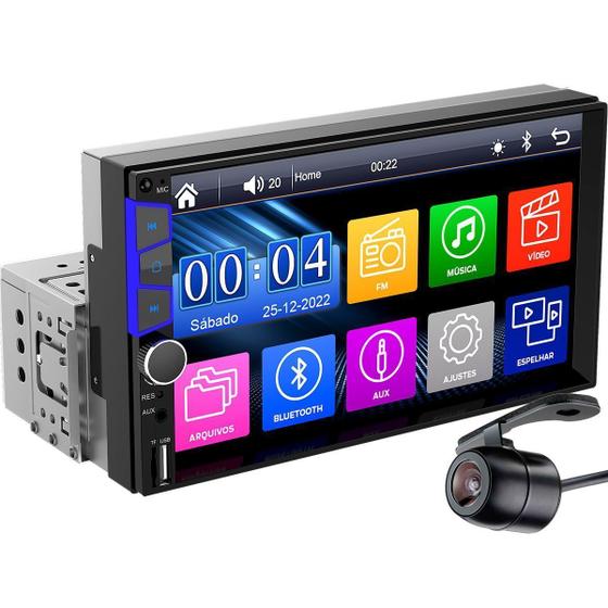 Imagem de Central Multimídia Mp5 1Din 2Din Espelhamento iOS Android BT Câmera de Ré
