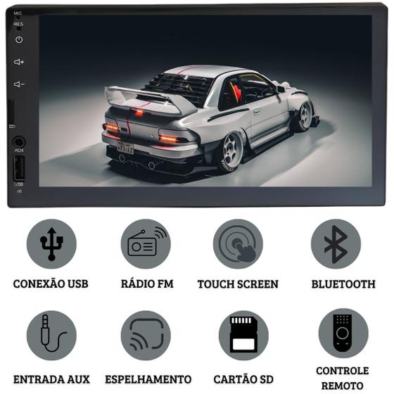 Imagem de Central multimídia mp5 2 din 7" bluetooth espelhamento sd aux usb (ht-3000g2) (97893595568382)