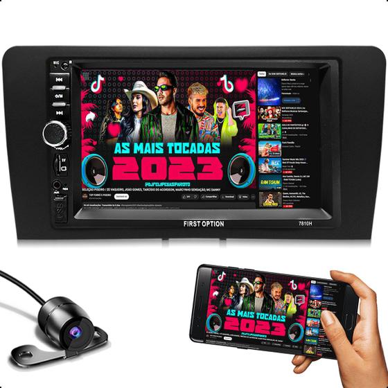 Imagem de Central Multimídia Mp5 2 Din 7 Polegadas Espelhamento Android Ios Bluetooth Usb Com Moldura Audi A3 2007 a 2012 + Câmera de ré