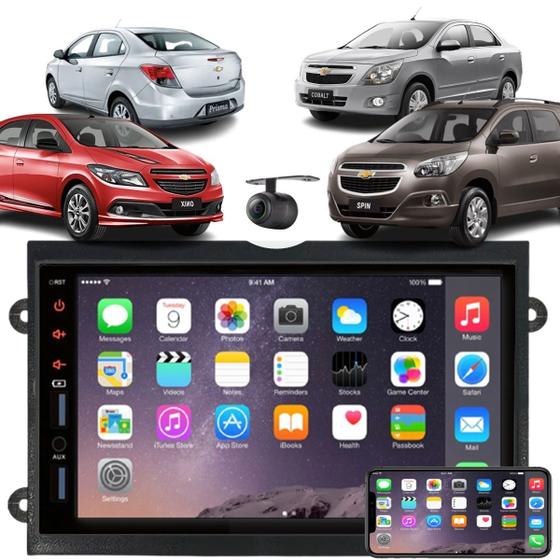 Imagem de Central Multimídia MP5 2 Din Spin Prisma Onix Cobalt 2013 a 2019 Com Espelhamento BT + Moldura Preta