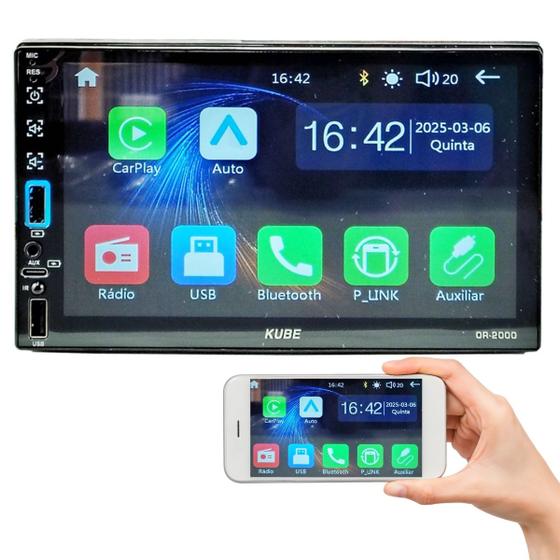Imagem de Central Multimídia Mp5 Android Carplay Tela 7 Com Espelhamento E Bluetooth
