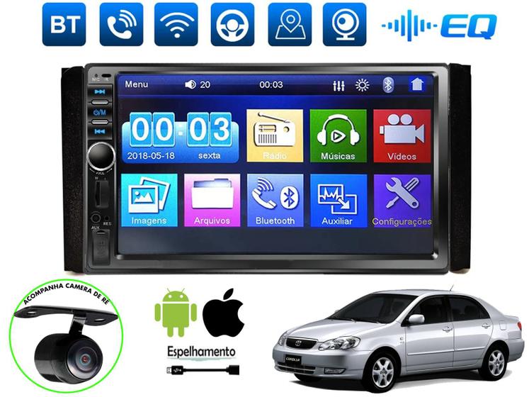 Imagem de Central Multimidia Mp5 Corolla 03 a 07 Hillux 05 a 11 Radio Fm Espelhamento Android Bluetooth Usb
