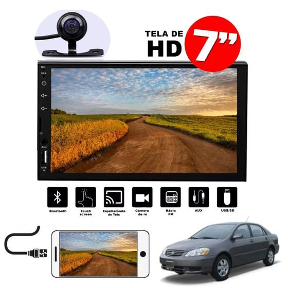 Imagem de Central Multimídia MP5 Corolla 2003 2004 2005 2006 2007 2008 Bluetooth Usb Espelhamento Android IOS Câmera de ré