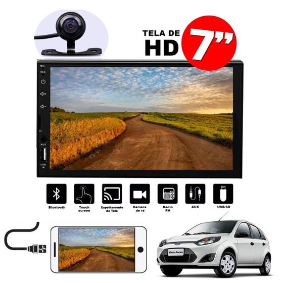 Imagem de Central Multimídia MP5 Fiesta 2004 2005 2006 20007 2008 2009 2010 2011 2012 2013 Bluetooth Usb Espelhamento Android IOS Câmera de ré