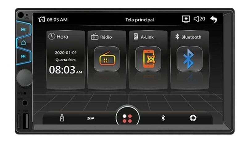Central Multimídia MP5 Roadstar 2 Din RS404BR Plus Tela 7 Bluetooth/USB/SD/AUX/FM/Espelhamento Menor preço em Central Multimídia MP5 Roadstar 2 Din RS404BR Plus Tela 7 Bluetooth/USB/SD/AUX/FM/Espelhamento