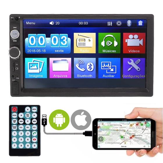 Imagem de Central Multimidia Para Carro Mp5 Bluetooth 7 Pol Espelhamento Usb Sd Universal