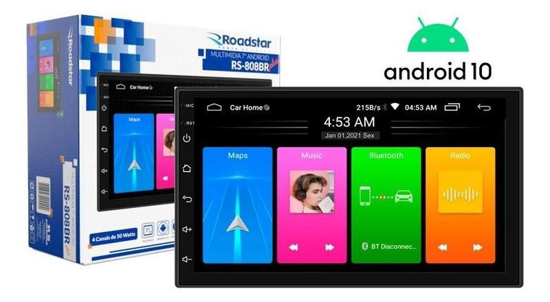 Central Multimídia Roadstar RS808BR Plus Android 7 BT/GPS/Espelhamento/USB/FM Menor preço em Central Multimídia Roadstar RS808BR Plus Android 7 BT/GPS/Espelhamento/USB/FM