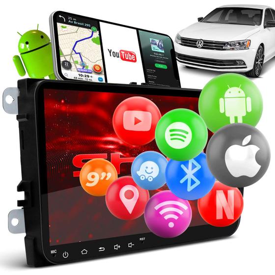 Central Multimídia Shutt Jetta 07 a 17 GPS 9" Espelhamento Wi-fi Iphone Android Bluetooth Menor preço em Central Multimídia Shutt Jetta 07 a 17 GPS 9" Espelhamento Wi-fi Iphone Android Bluetooth