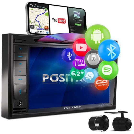 Imagem de Central Multimídia TV Pósitron 2 Din SP8730 DTV 6.2” Bluetooth Espelhamento Android + Câmera 2 em 1