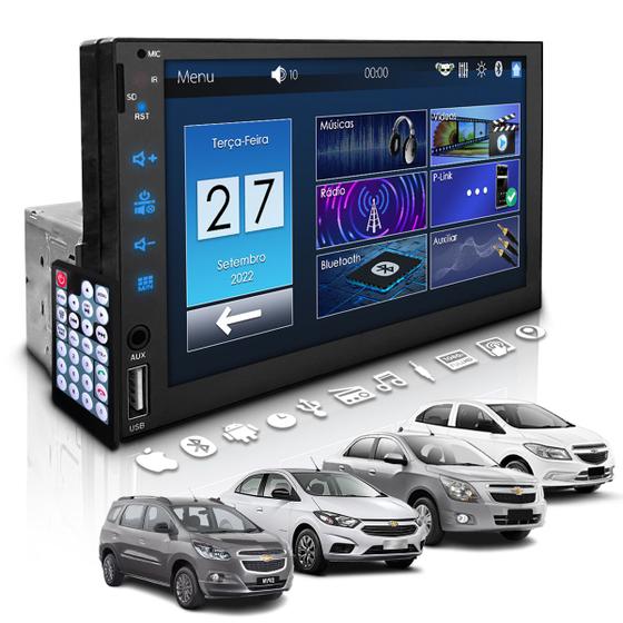 Imagem de Central Multimídia Universal 1 Din Mp5 Bt Espelha Dvd Chevrolet Onix Prisma Spin Cobalt
