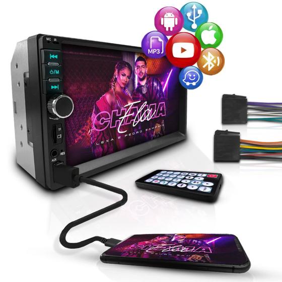 Imagem de Central Multimídia Universal Mp5 2 Din com Espelhamento Usb Dvd Bluetooth