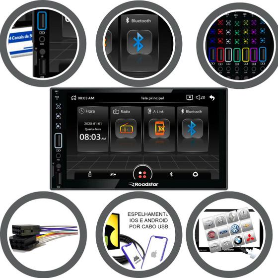 Imagem de Central Multimídia Universal MP5 Automotivo Bluetooth Espelhamento de Celular Novo