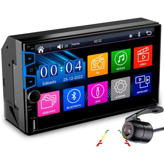 Imagem de Central Multimídia Universal Mp5 Espelhamento Android IOS Câmera de Ré