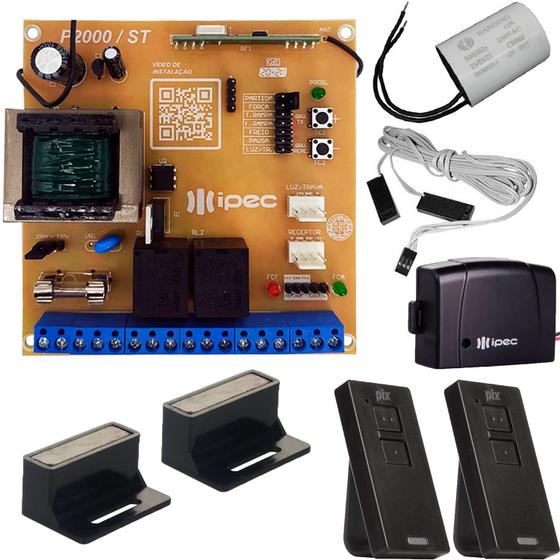 Imagem de Central Placa Motor Deslizante Peccinin Sensor Fim de Curso Imãs Controles Capacitor 25UF 127V