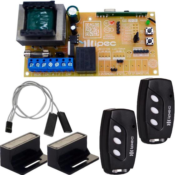 Imagem de Central Placa Motor Portão Universal X1 ST Sensor Deslizante 70cm Imas 2 Controles