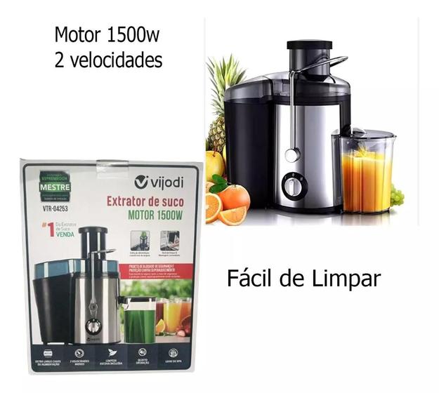 Imagem de Centrífuga Alimentos Elétrica Juice Suco Frutas 1500w Inox 110V