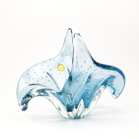 Imagem de Centro de Mesa Abbraccio Vaso de Cristal Murano Azul Aquamarine