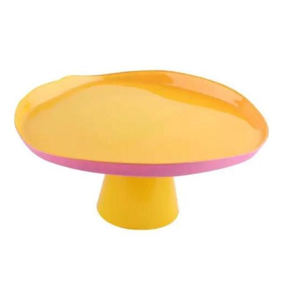 Imagem de Centro De Mesa Com Pé Em Vidro Milky Amarelo E Rosa Full Fit