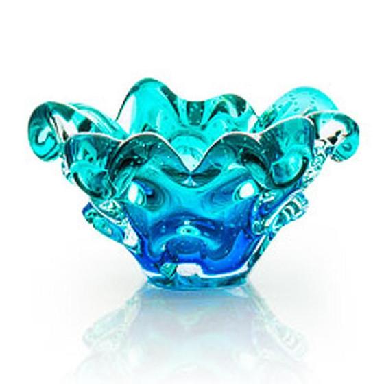 Imagem de Centro De Mesa Cristal Murano Azul E Verde São Marcos 17Cm