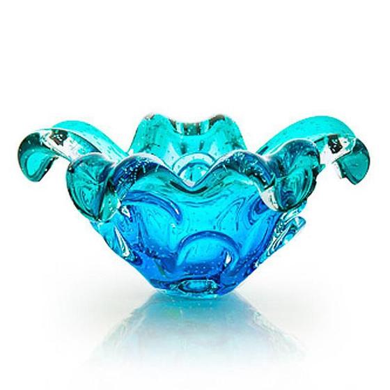 Imagem de Centro De Mesa Cristal Murano Azul E Verde São Marcos 25Cm