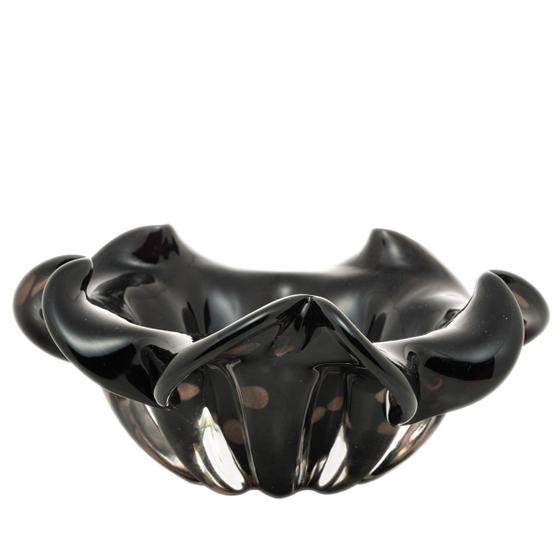 Imagem de Centro De Mesa Decorativo Cachepot Fruteira Murano - Preto com Dourado