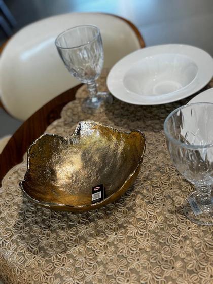 Imagem de Centro de mesa dourado em aluminio 22x9cm