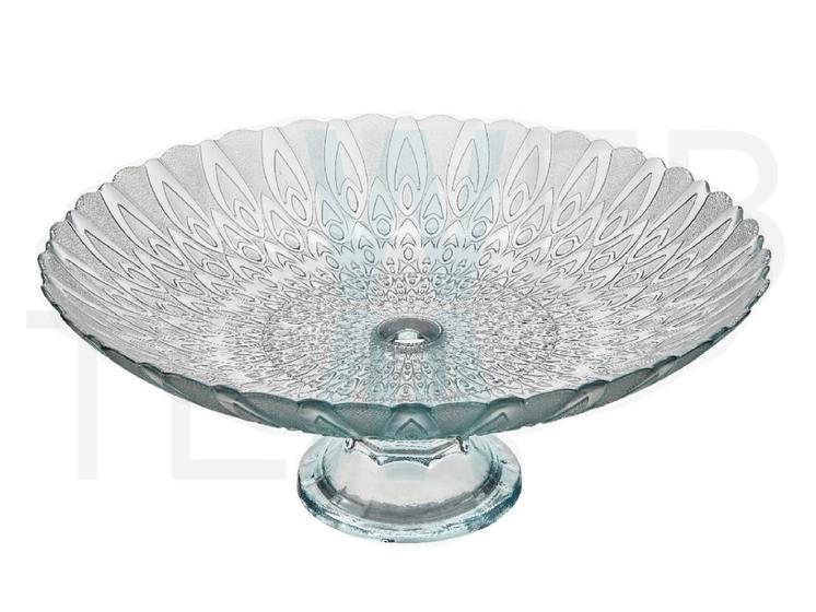 Centro de Mesa Fruteira de Vidro com Pé Decorado Pluma Vitazza Menor preço em Centro de Mesa Fruteira de Vidro com Pé Decorado Pluma Vitazza
