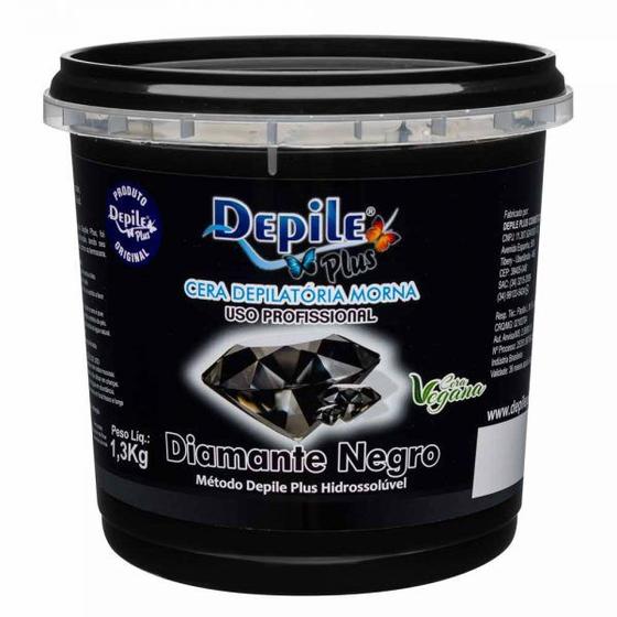 Imagem de Cera Depilatória Diamante Negro Depile Plus 1,3Kg Vegana