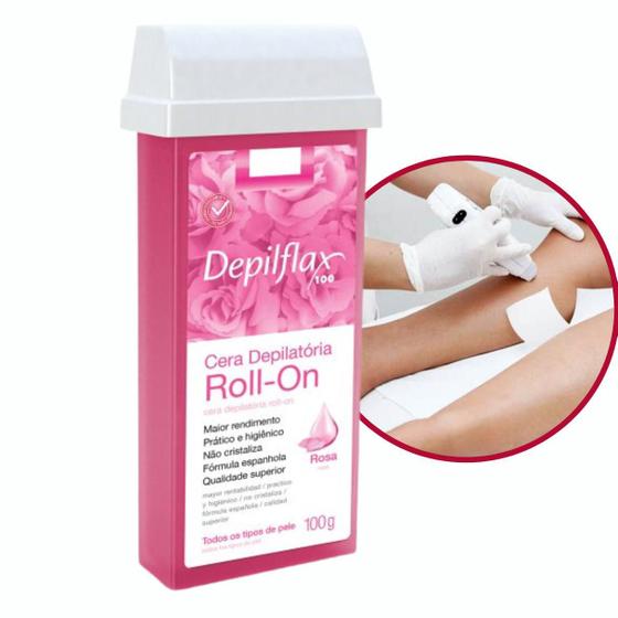 Imagem de Cera Depilatória Quente Roll-on Refil 100g Depiladora Depilação Corporal Braço Perna Virila Axila Depilflax Profissional