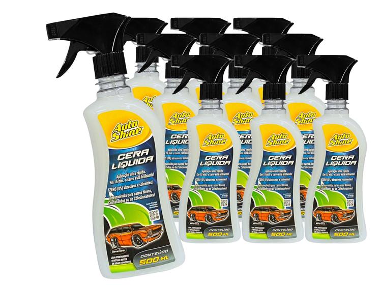 Imagem de Cera Liquida BTS Spray Autoshine 500ml Kit com 10 Unidades Aplique em vidros, borrachas e plásticos