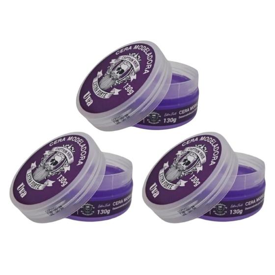 Imagem de Cera Modeladora Captain Hair Uva 130G - Kit Com 3Un