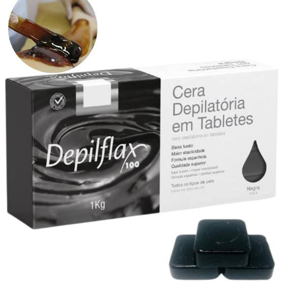 Imagem de Cera Quente depiladora Depilação Depilatória Barra Tablete Elástica 1Kg Depilflax Vegana Baixa Fusão