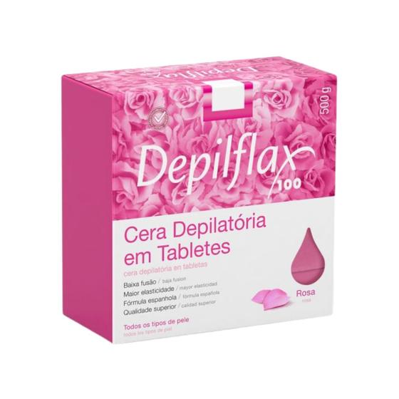 Imagem de Cera Quente Depilatória Depilação Profissional Rosa Depilflax Barra 500g