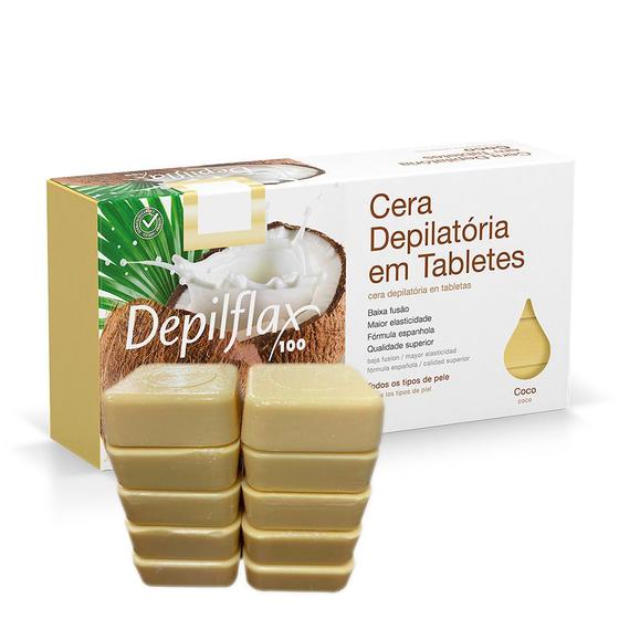 Imagem de Cera Quente Depilflax Depilatória Coco Em Tabletes 10 Tabletes 500g