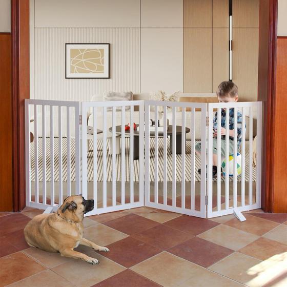 Imagem de Cerca Autônoma para Pet Dog Gate SFJC - 32cm, 4 Painéis Brancos