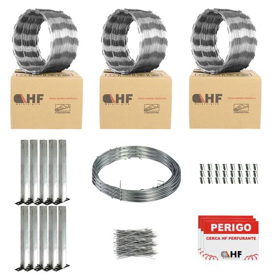 Imagem de Cerca concertina simples galvanizada 30cm 25 metros com kit
