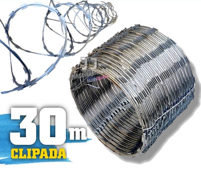 Imagem de Cerca espiral dupla rolo clipado farpado crimpada 30cm - 30m