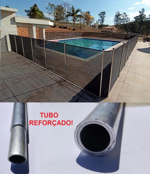 Imagem de Cerca Removível Para Piscina - tubo aluminio natural com reforço - módulo 5 metros.