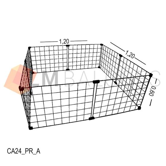 Imagem de Cercadinho Aramado Preto T60 Para Pet  - 1,20 x 0,60 x 1,20m