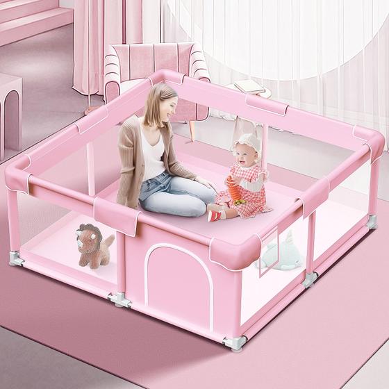 Imagem de Cercadinho de bebê Jaobeem Pink Little Princess 127x127cm interno/externo