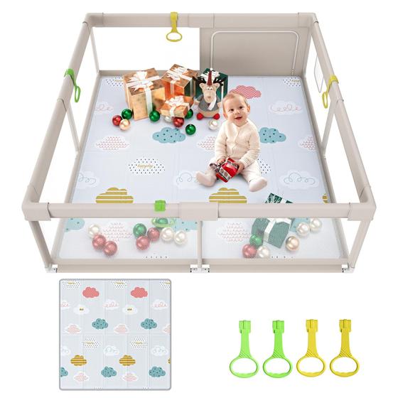 Imagem de Cercadinho para Bebês Fodoss Extra Large 150x150cm com Portão e Tapete