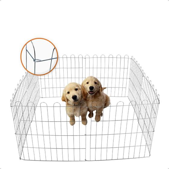 Imagem de Cercado Canil Para Cachorro Desmontável Grade Pet 60x60 8 Peças Arame Galvanizado Retrátil Para Contenção de Animais de 