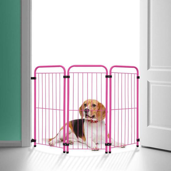 Imagem de Cercado Dobrável Pet Max Portátil Cachorro Cães 75 Cm Rosa