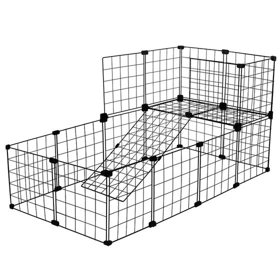 Cercado Gaiola Pet Coelho Porquinho Da Índia 2 Andares 60x120x60 cm Preto Menor preço em Cercado Gaiola Pet Coelho Porquinho Da Índia 2 Andares 60x120x60 cm Preto