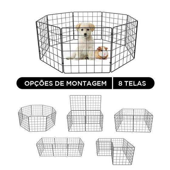 Cercado Móvel Cachorro Gato Pequeno Porte Porquinho da Índia 8 Telas Preto Menor preço em Cercado Móvel Cachorro Gato Pequeno Porte Porquinho da Índia 8 Telas Preto
