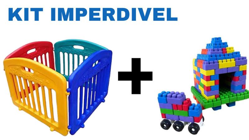 Imagem de Cercado musical infantil colorido com 4 peças super seguro + 600 Multi Blocos infantis Que ajudam na concentração e esti